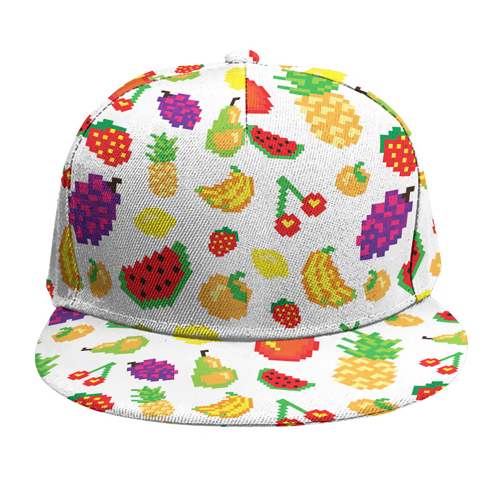 Pixel Fruits Pattern Print Snapback Cap
