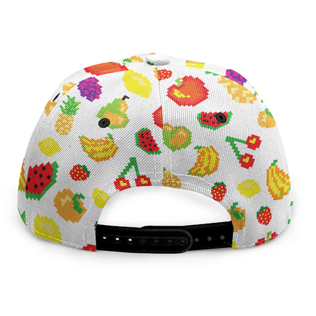 Pixel Fruits Pattern Print Snapback Cap