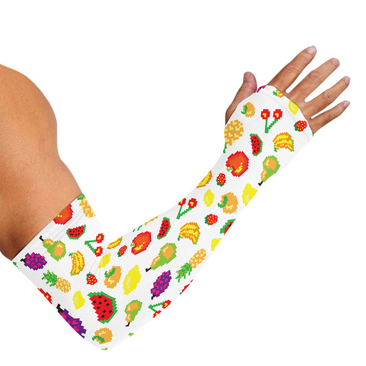 Pixel Fruits Pattern Print Sun Protection Arm Sleeves