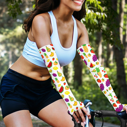 Pixel Fruits Pattern Print Sun Protection Arm Sleeves