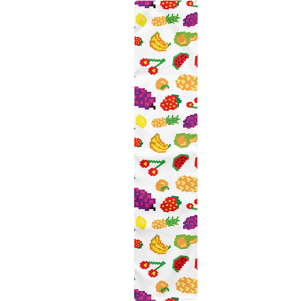 Pixel Fruits Pattern Print Table Runner