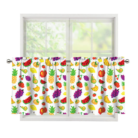 Pixel Fruits Pattern Print Tier Curtains