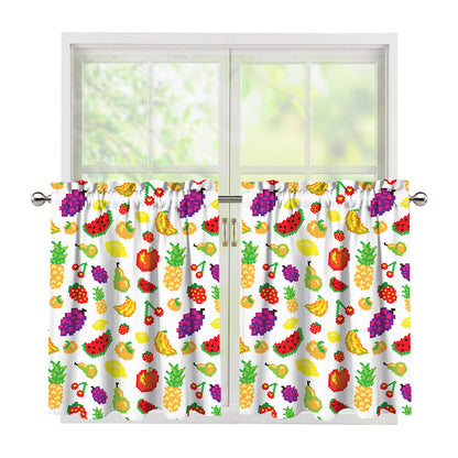 Pixel Fruits Pattern Print Tier Curtains