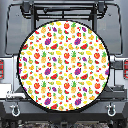 Pixel Fruits Pattern Print Tire Cover