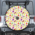 Pixel Fruits Pattern Print Tire Cover With Camera Hole