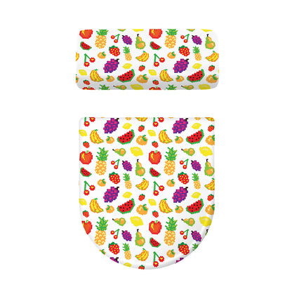 Pixel Fruits Pattern Print Toilet Lid And Tank Cover Set