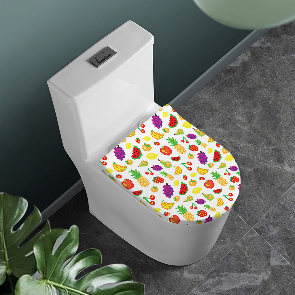 Pixel Fruits Pattern Print Toilet Lid Cover