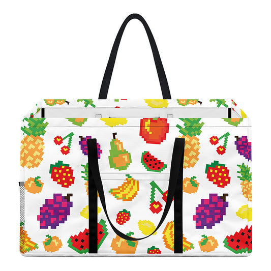 Pixel Fruits Pattern Print Utility Tote Bag