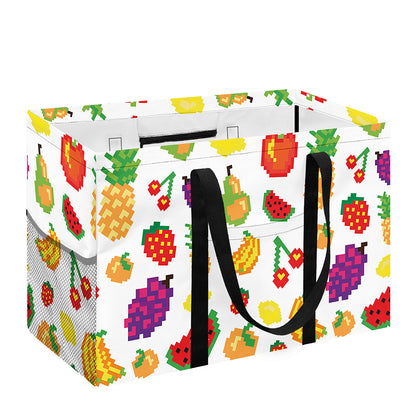 Pixel Fruits Pattern Print Utility Tote Bag