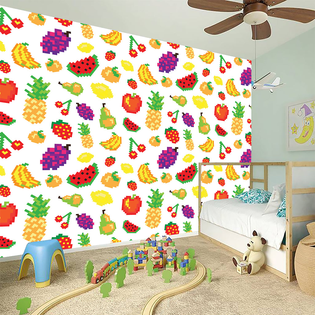 Pixel Fruits Pattern Print Wall Sticker