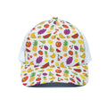 Pixel Fruits Pattern Print White Mesh Trucker Hat