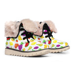 Pixel Fruits Pattern Print Winter Boots