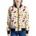 Pixel Fruits Pattern Print Women's Bomber Jacket