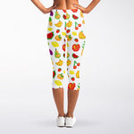 Pixel Fruits Pattern Print Women's Capri Leggings