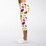 Pixel Fruits Pattern Print Women's Capri Leggings