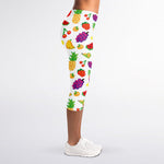 Pixel Fruits Pattern Print Women's Capri Leggings
