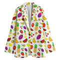 Pixel Fruits Pattern Print Women's Cotton Blazer