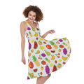 Pixel Fruits Pattern Print Sleeveless Knee Length Dress