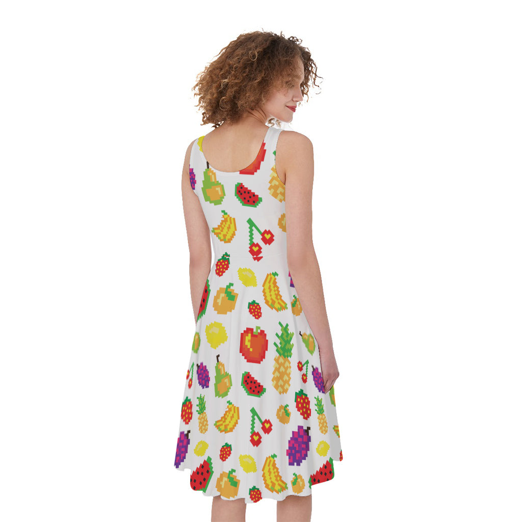 Pixel Fruits Pattern Print Women's Sleeveless Dress