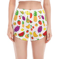 Pixel Fruits Pattern Print Women's Split Running Shorts