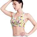 Pixel Fruits Pattern Print Women's Sports Bra