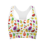 Pixel Fruits Pattern Print Women's Sports Bra