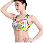 Pixel Fruits Pattern Print Women's Sports Bra