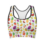 Pixel Fruits Pattern Print Women's Sports Bra