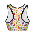 Pixel Fruits Pattern Print Women's Sports Bra