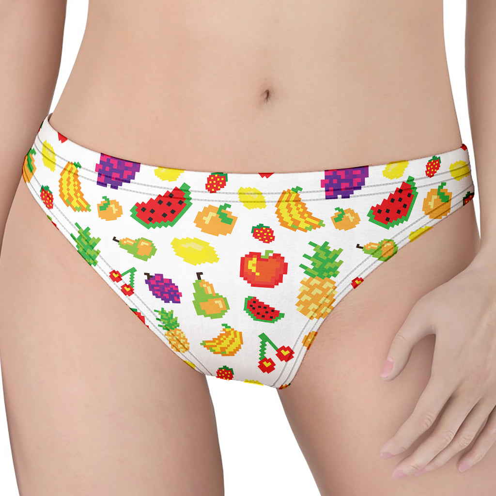Pixel Fruits Pattern Print Women's Thong