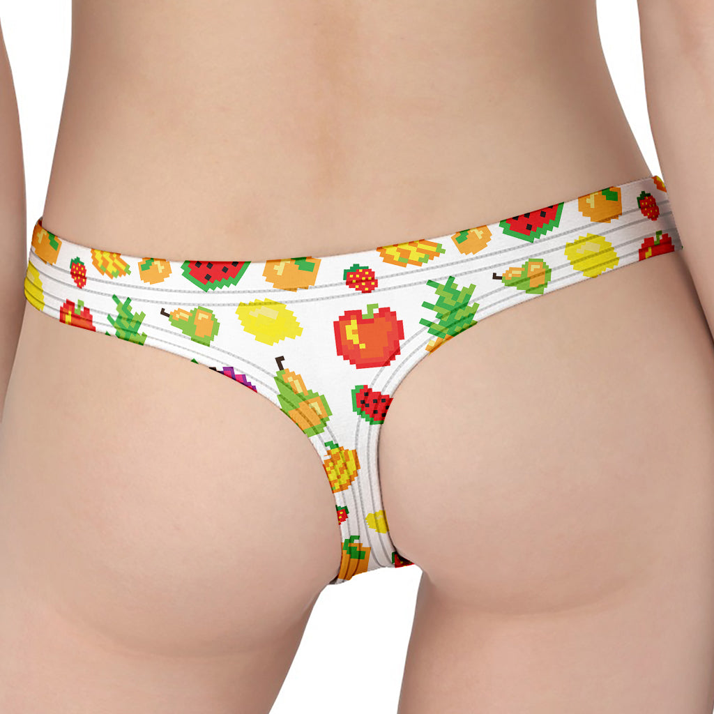 Pixel Fruits Pattern Print Women's Thong