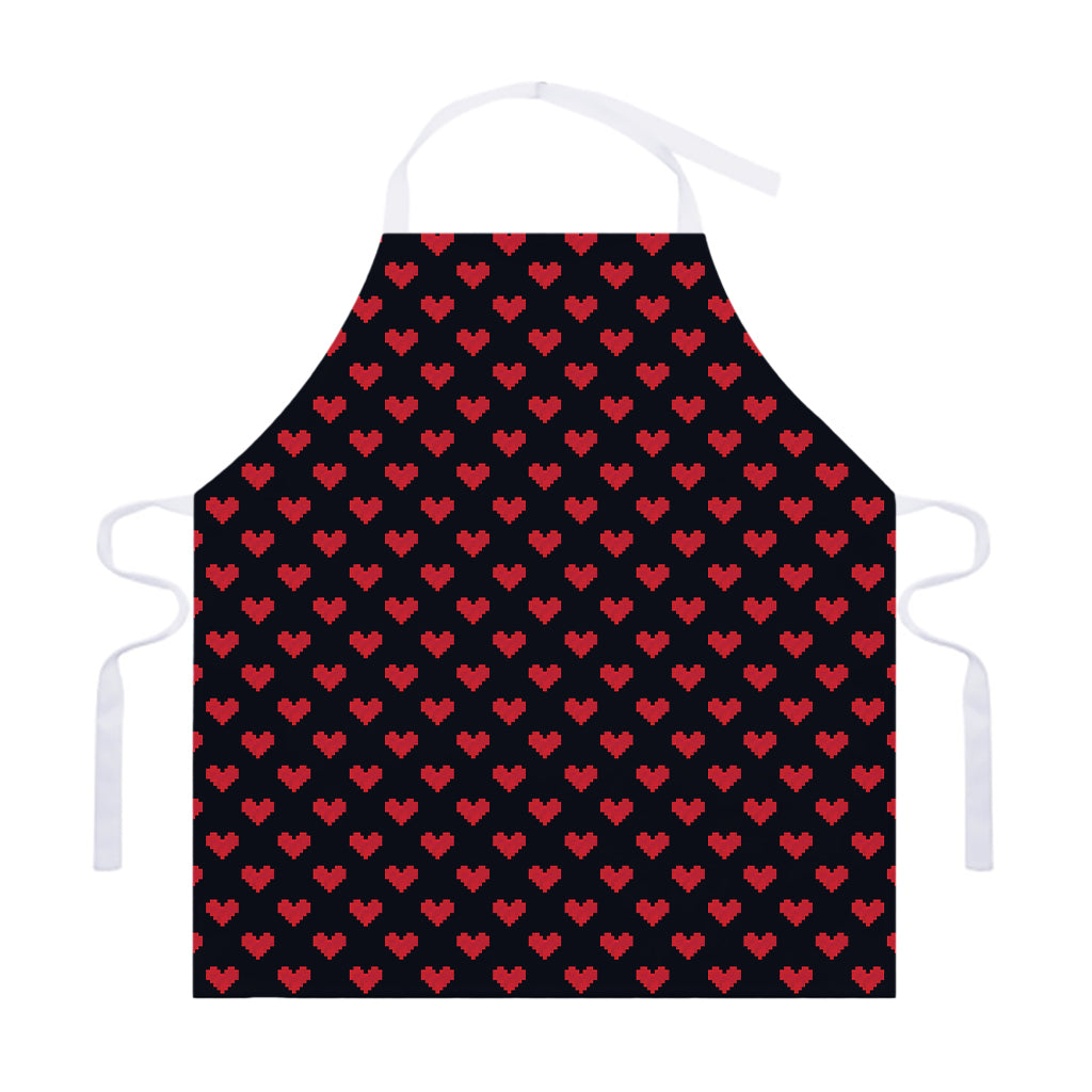Pixel Heart Pattern Print Adjustable Apron