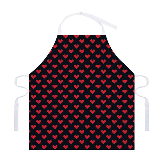 Pixel Heart Pattern Print Adjustable Apron