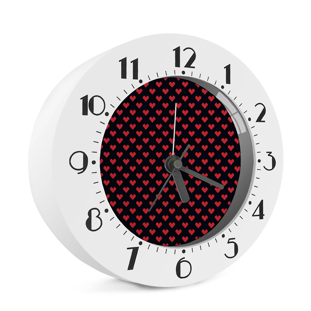 Pixel Heart Pattern Print Alarm Clock
