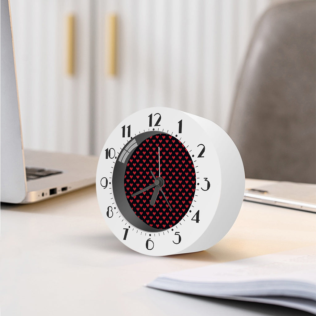 Pixel Heart Pattern Print Alarm Clock