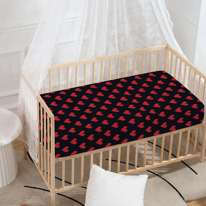 Pixel Heart Pattern Print Baby Crib Sheet