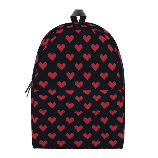 Pixel Heart Pattern Print Backpack