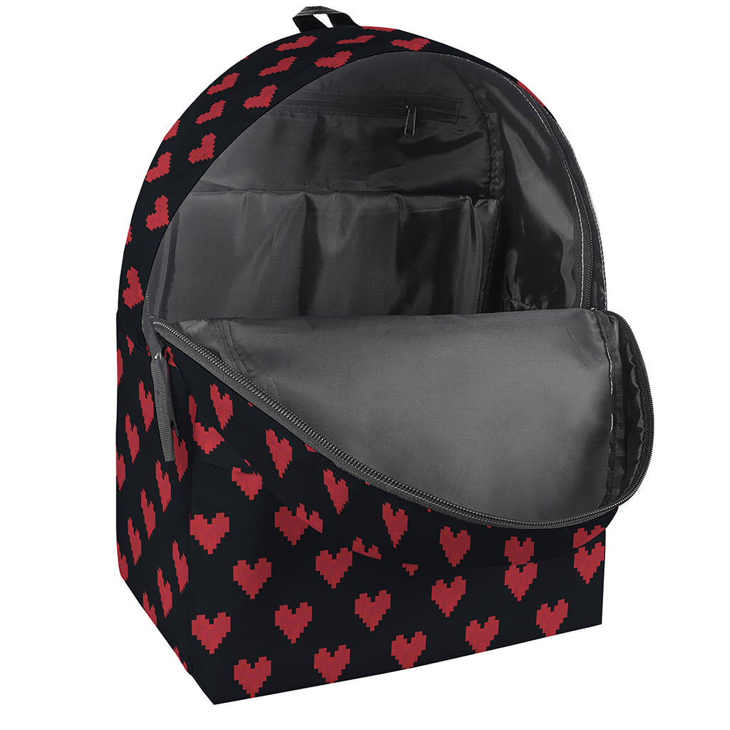 Pixel Heart Pattern Print Backpack