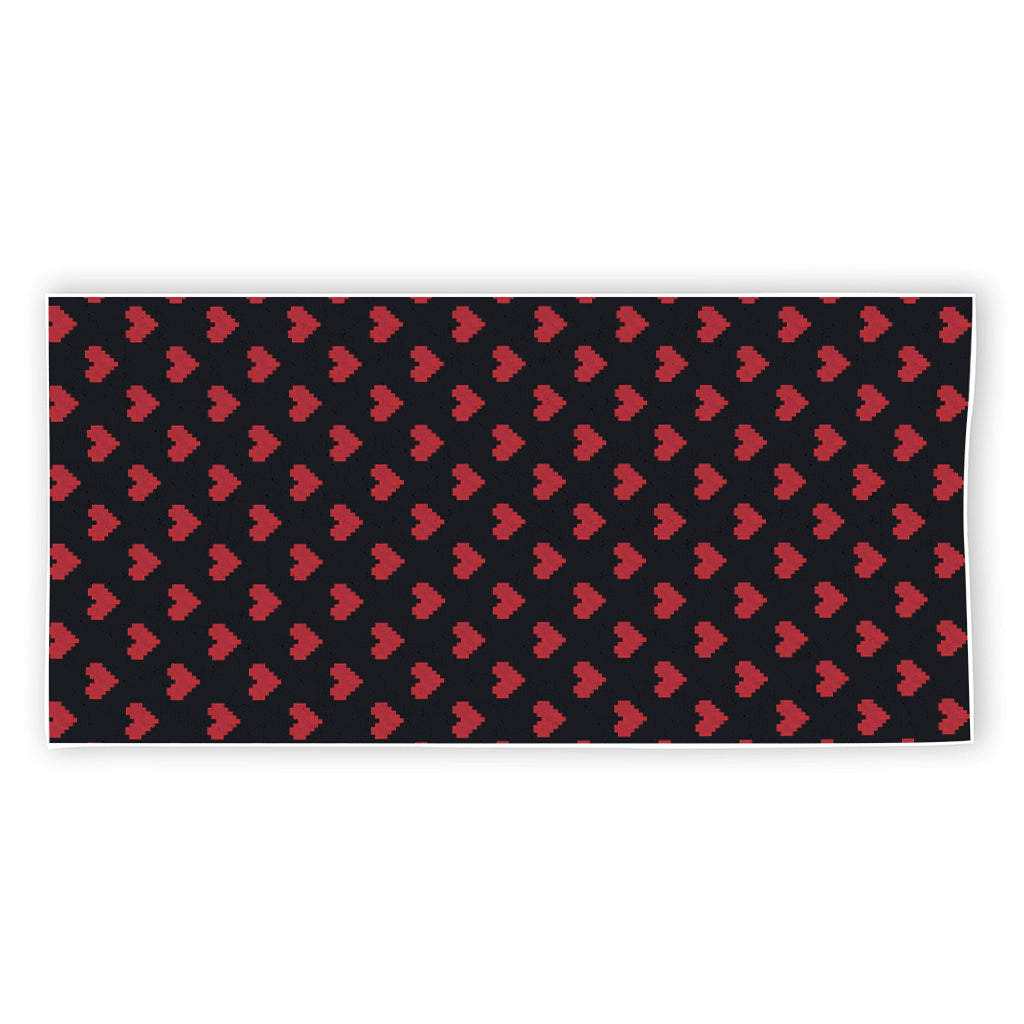 Pixel Heart Pattern Print Beach Towel