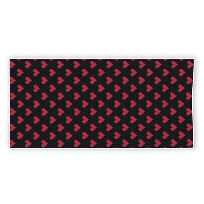 Pixel Heart Pattern Print Beach Towel