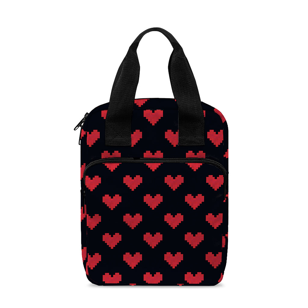 Pixel Heart Pattern Print Bible Tote Bag