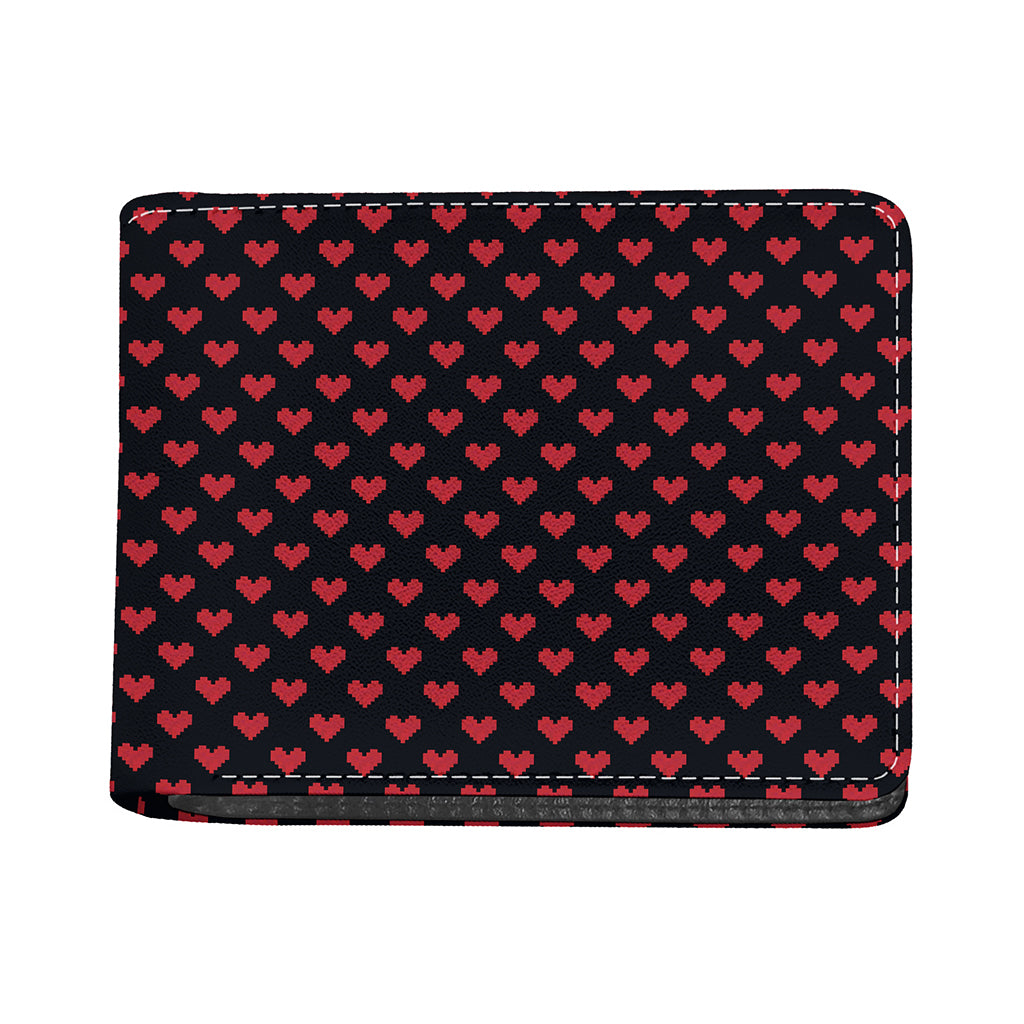 Pixel Heart Pattern Print Bifold Wallet