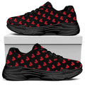 Pixel Heart Pattern Print Black Chunky Shoes