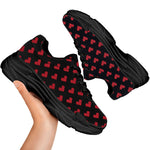 Pixel Heart Pattern Print Black Chunky Shoes