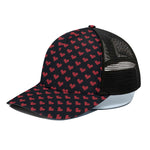 Pixel Heart Pattern Print Black Mesh Trucker Cap