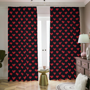 Pixel Heart Pattern Print Blackout Pencil Pleat Curtains