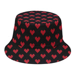 Pixel Heart Pattern Print Bucket Hat