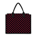 Pixel Heart Pattern Print Canvas Tote Bag