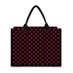 Pixel Heart Pattern Print Canvas Tote Bag