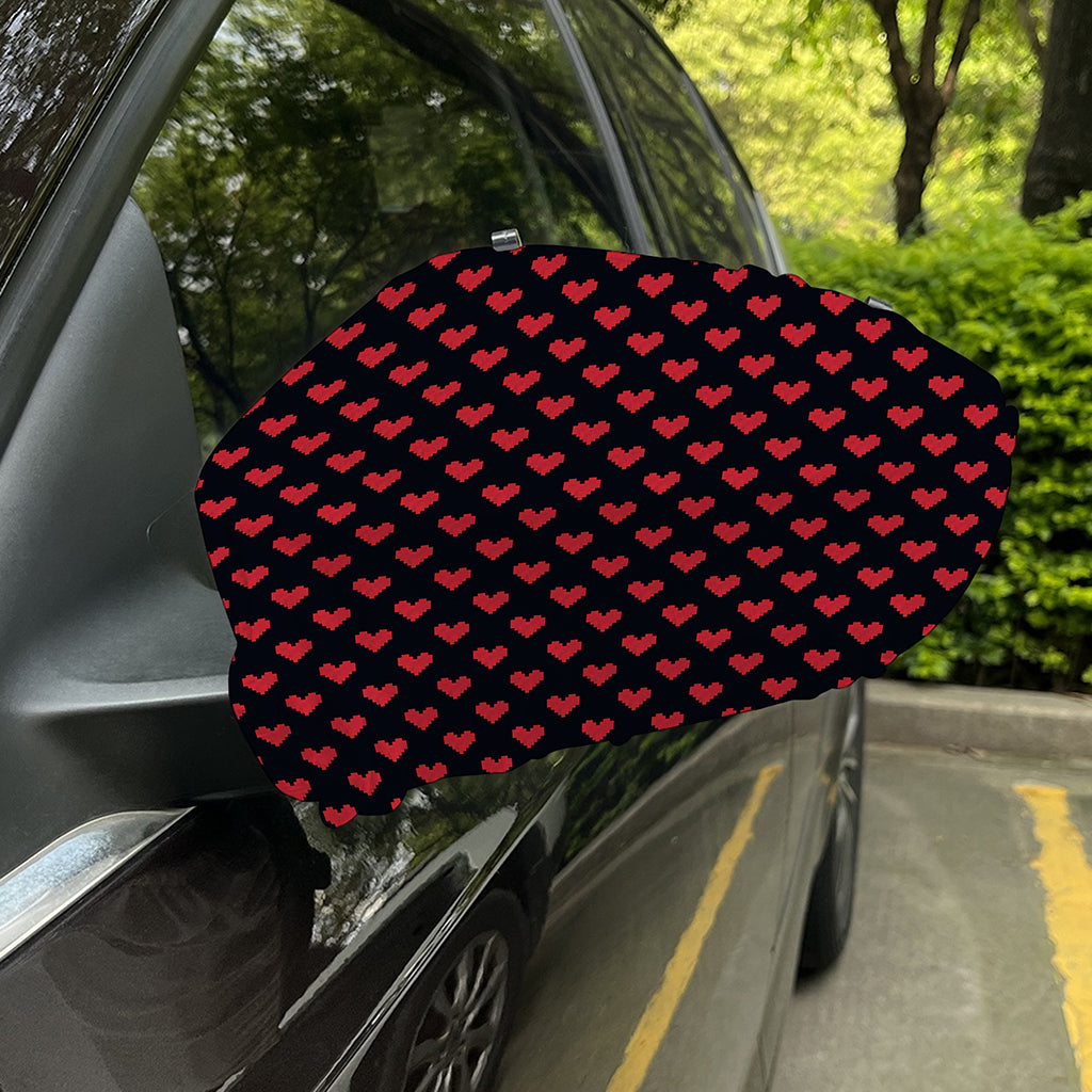 Pixel Heart Pattern Print Car Side Mirror Covers